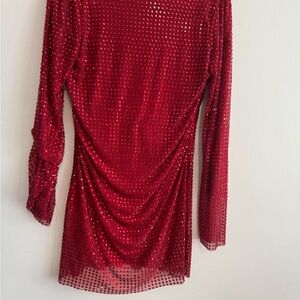 Zara Red Sequin Ruched Bodycon Dress